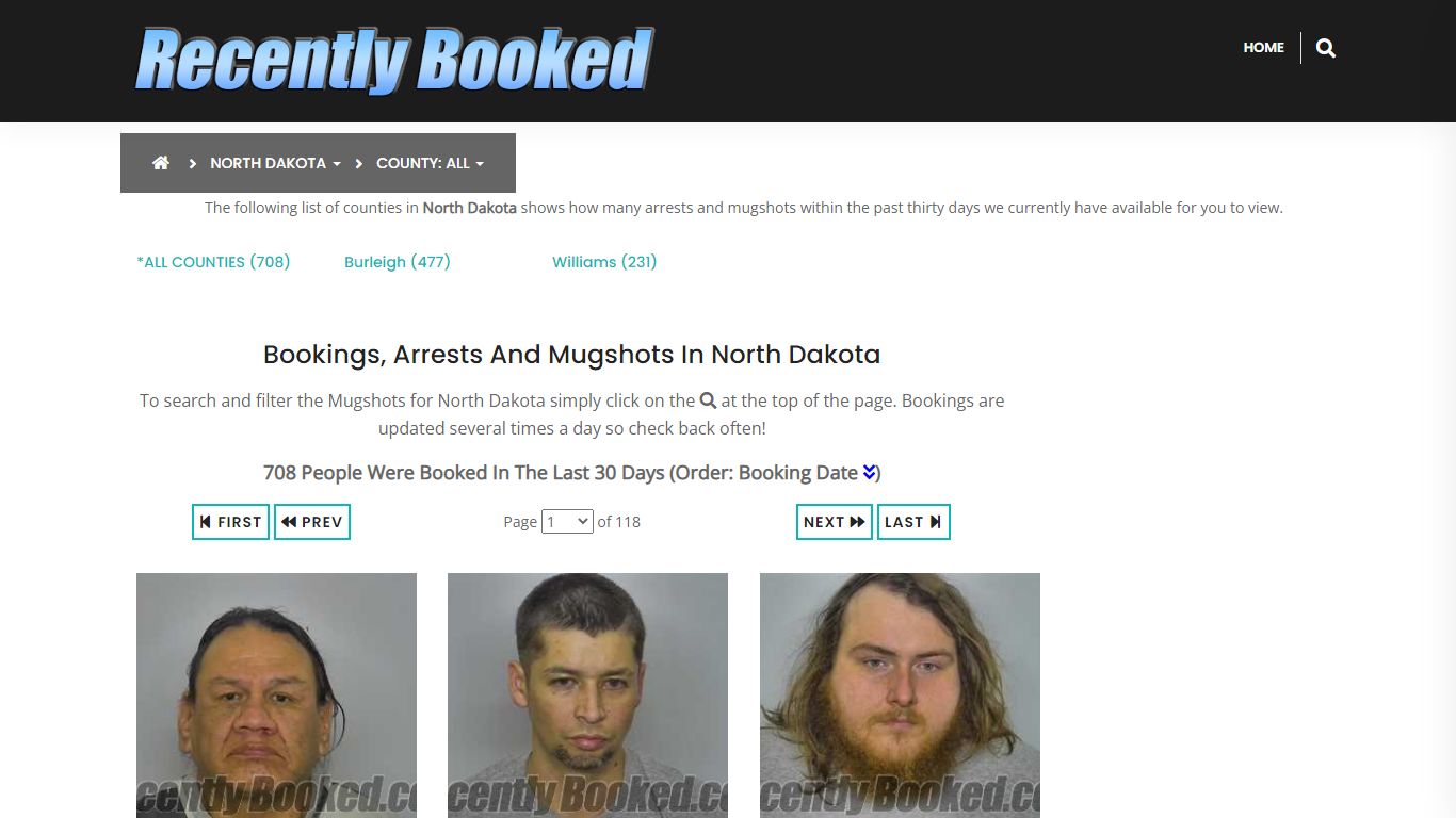Recent bookings, Arrests, Mugshots in North Dakota - Recently Booked
